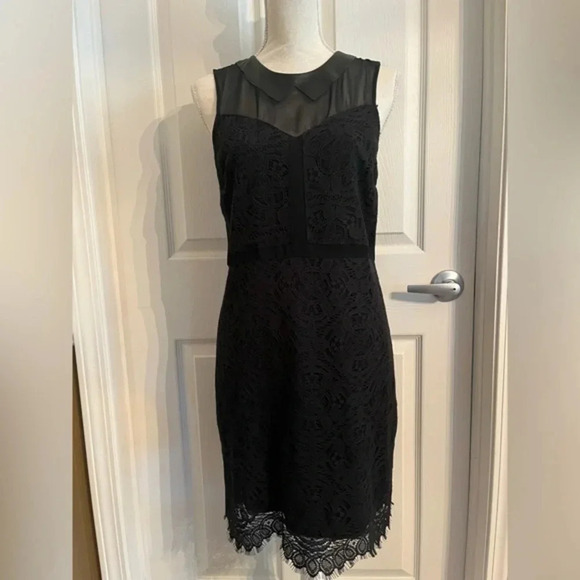 Ali Ra Silk Lace with Leather Collar Black‎ Dress - Picture 3 of 10